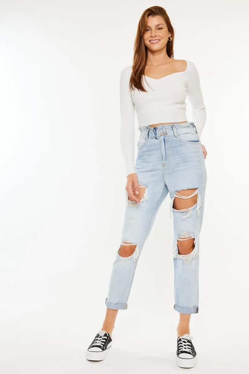 Kancan Open Pack Paperbag Mom Jeans - Bela Fils BoutiqueBela Fils Boutique